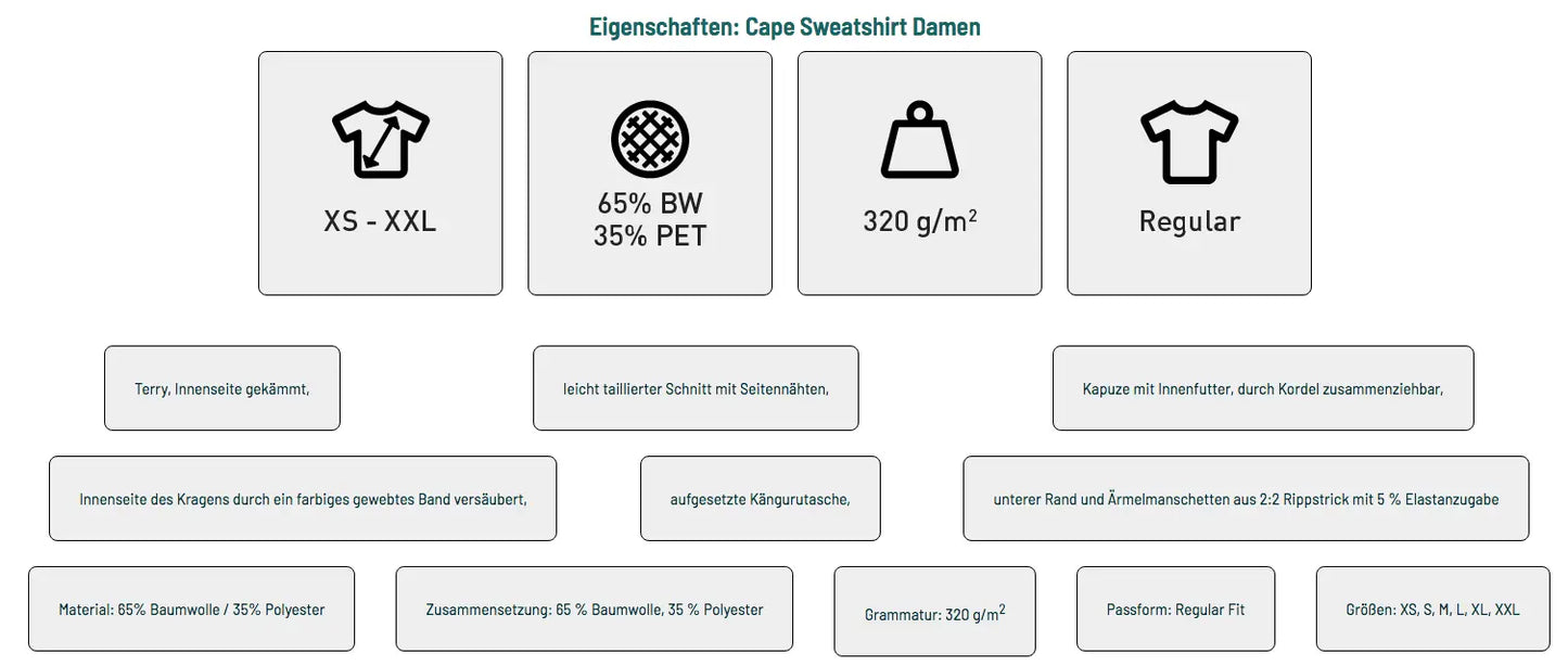 Damen Hoody Eigenschaften