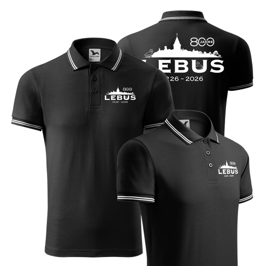 800 Jahre Lenus - Urban Polo mit Seitenansicht - schwarz - shirtidee.shop