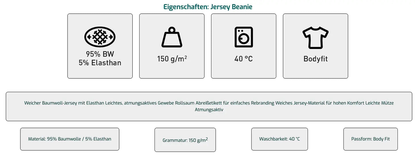 Jersey Beanie - Eigenschaften - shirtidee.shop