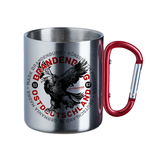Brandenburg - Edelstahltasse mit rotem Karabiner - shirtidee.shop