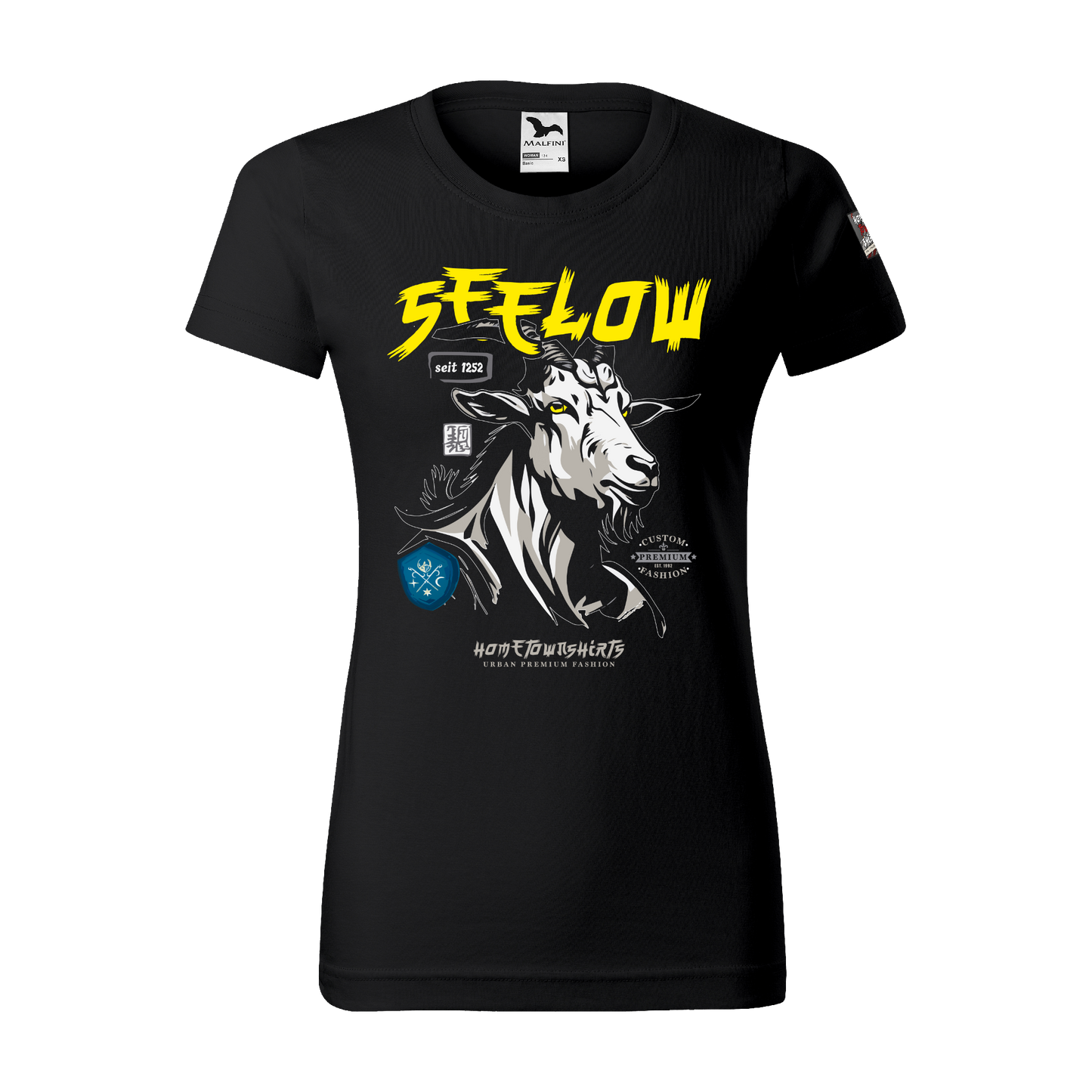 Seelow Ziegenbock Portrait - Damen T-Shirt BlackEdition