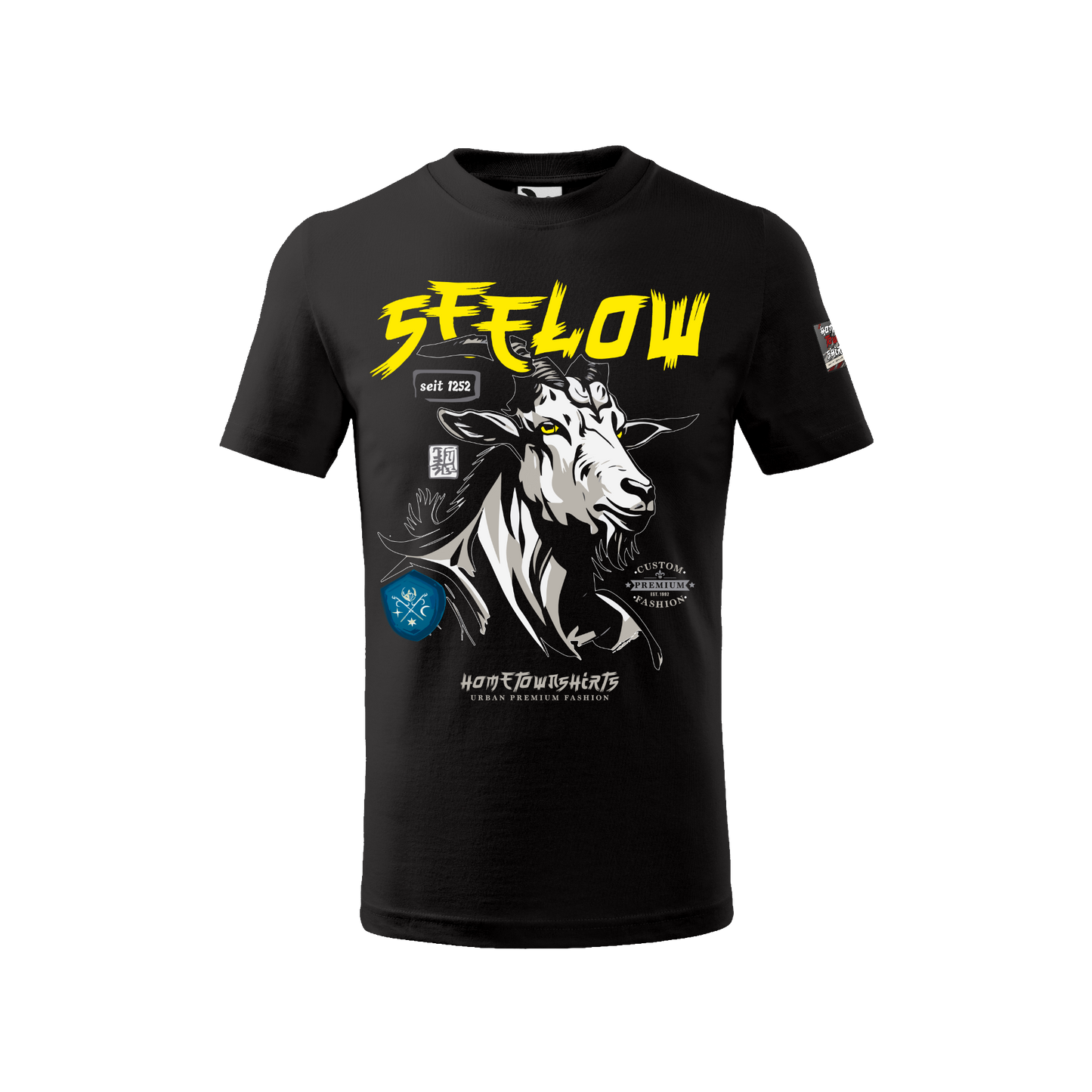 Seelow Ziegenbock Portrait - Kinder T-Shirt BlackEdition