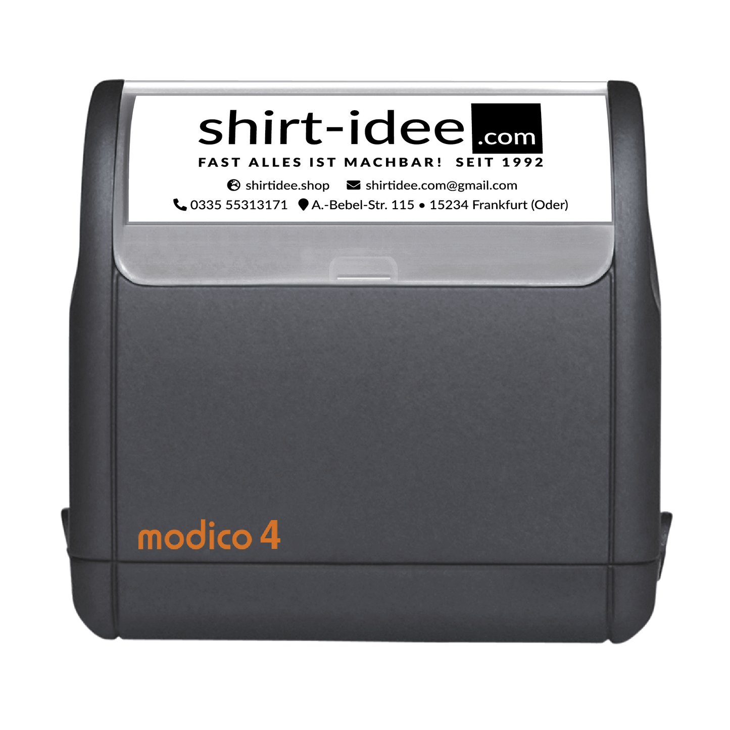 individueller Bürostempel - modico 4 - 57 x 20 mm - shirtidee.shop