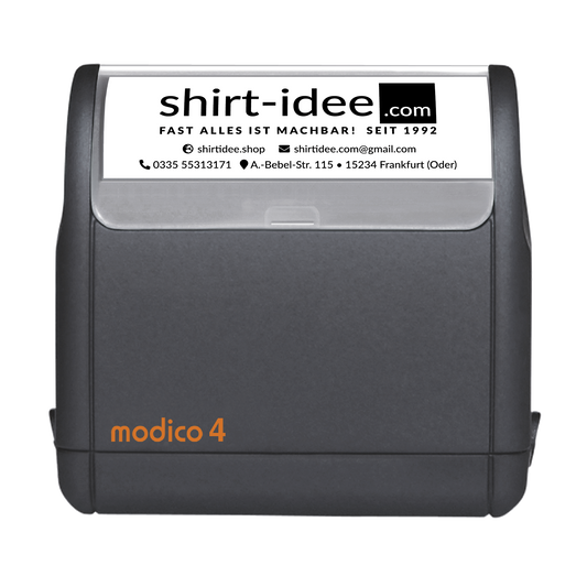 individueller Bürostempel - modico 4 - 57 x 20 mm - shirtidee.shop
