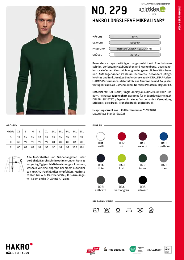 NP - 279 - Herren Longsleeve Mikralinar T-Shirt
