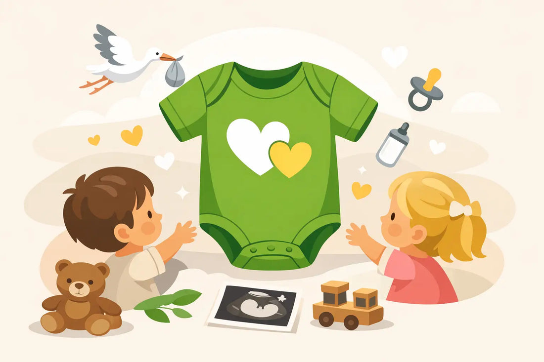 Babybody für die Geschwister-Verkündung mit Herz