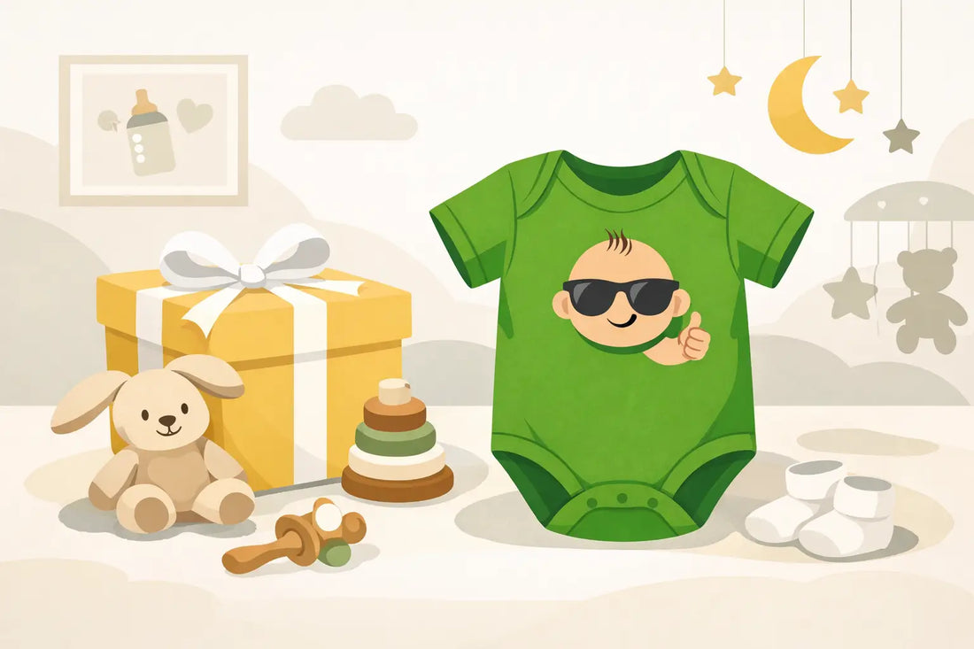 Geburtsgeschenk mit lustigem Babybody, das bleibt