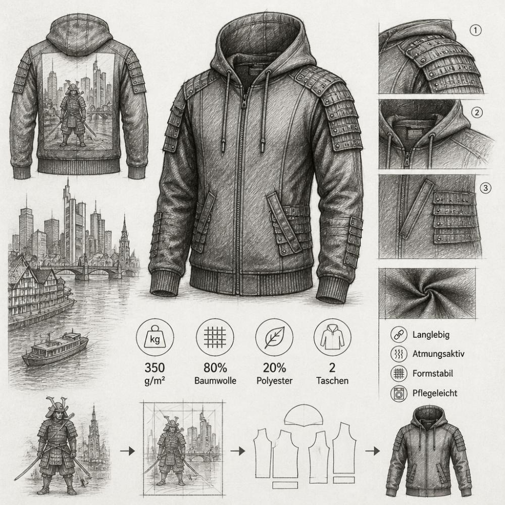 Frankfurt O. Samurai Kapuzenjacke Herren: Rivertown Style