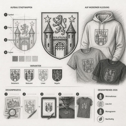 Stadtwappen Design auf moderner Kleidung 2026