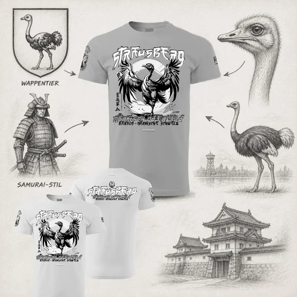 Strausberg Textilien im Samurai-Stil: Der Strauß als Wappentier