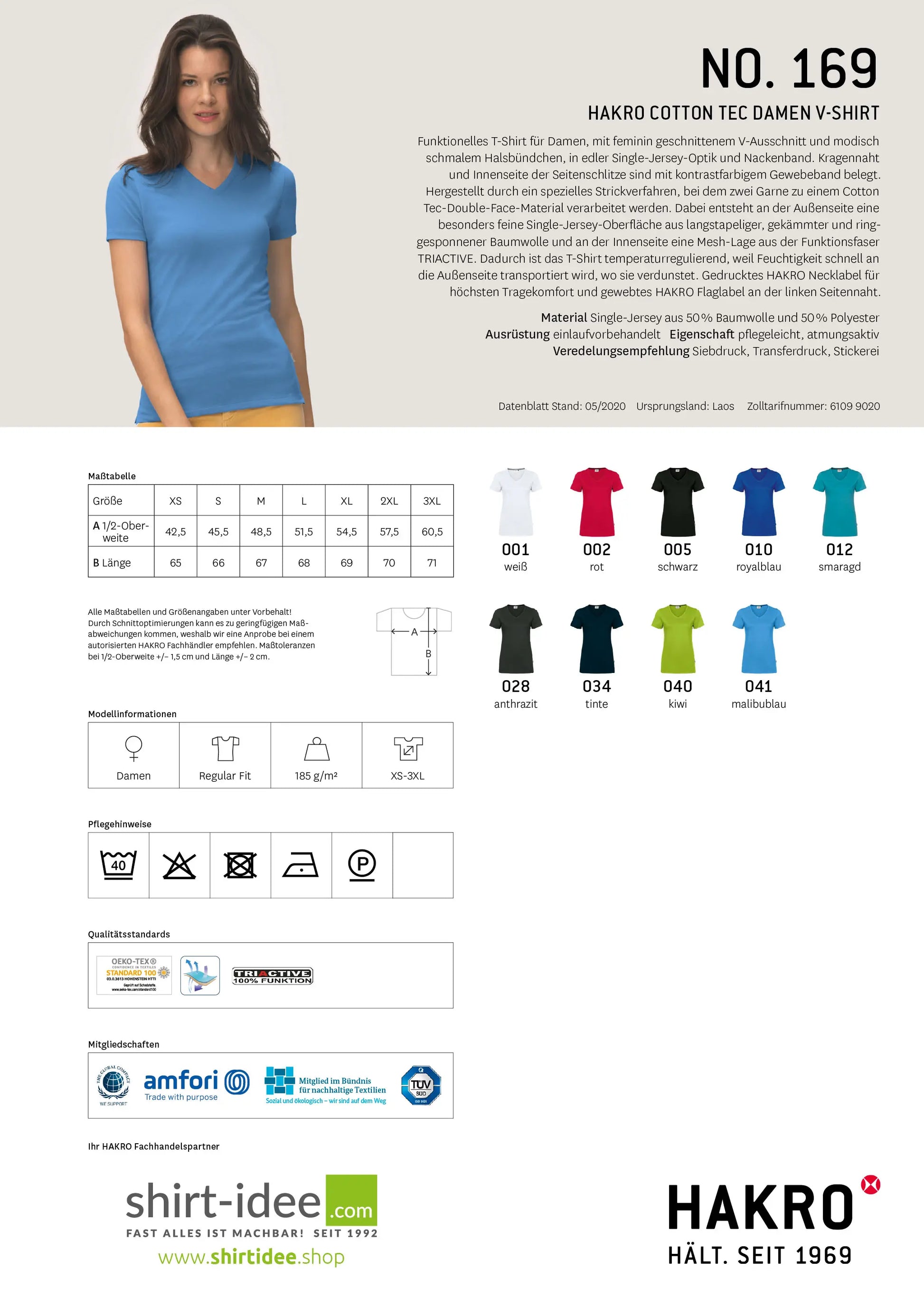 NP - 169 - Damen T-Shirt V-Neck Performance - shirtidee.shop
