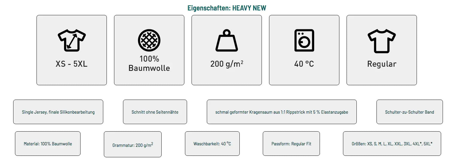 Heavy T-Shirt 137 - Eigenschaften - shirtidee.shop