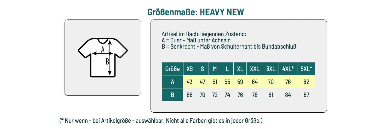 Heavy T-Shirt 137 - Größentabelle - shirtidee.shop