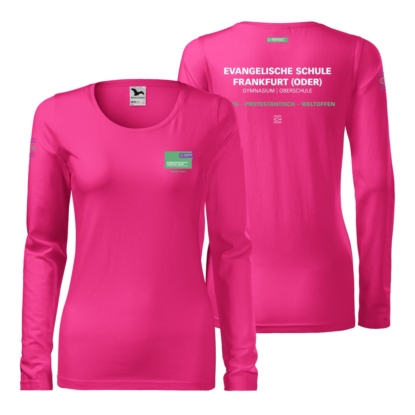 EvS – Slim Langarm Damen T-Shirt mit Schullogo