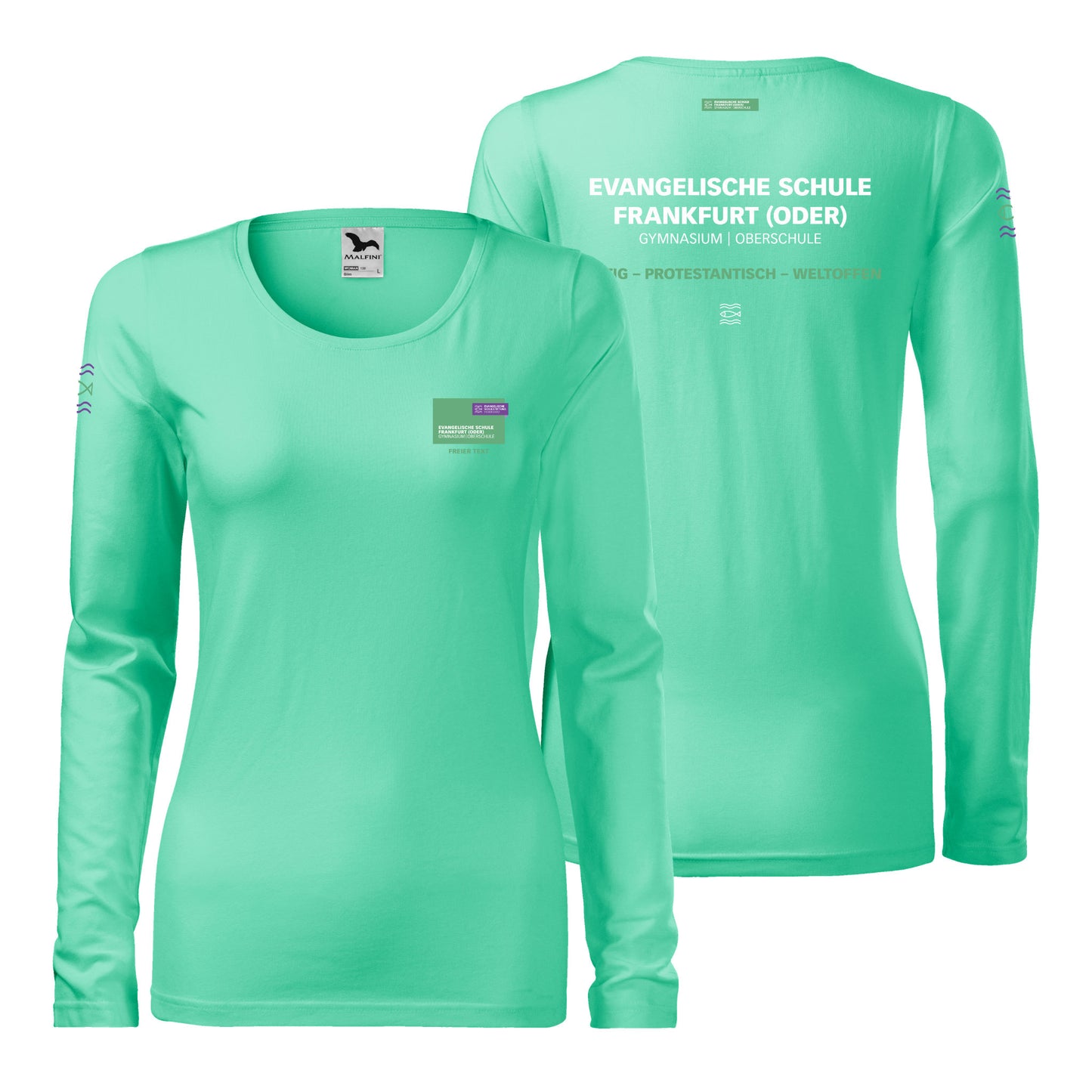 EvS – Slim Langarm Damen T-Shirt mit Schullogo