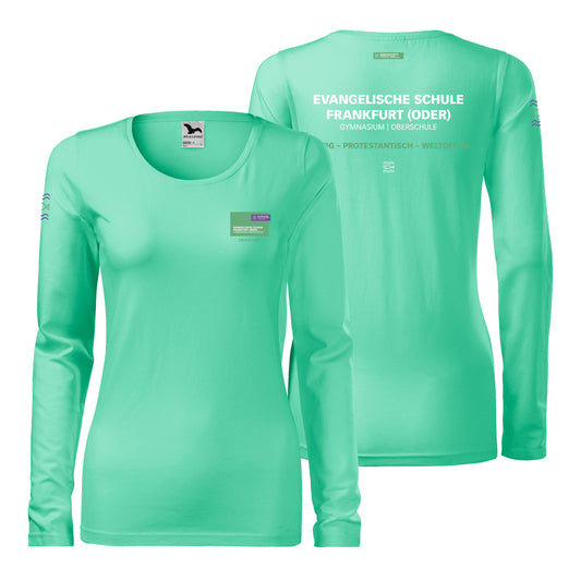 EvS – Slim Langarm Damen T-Shirt mit Schullogo