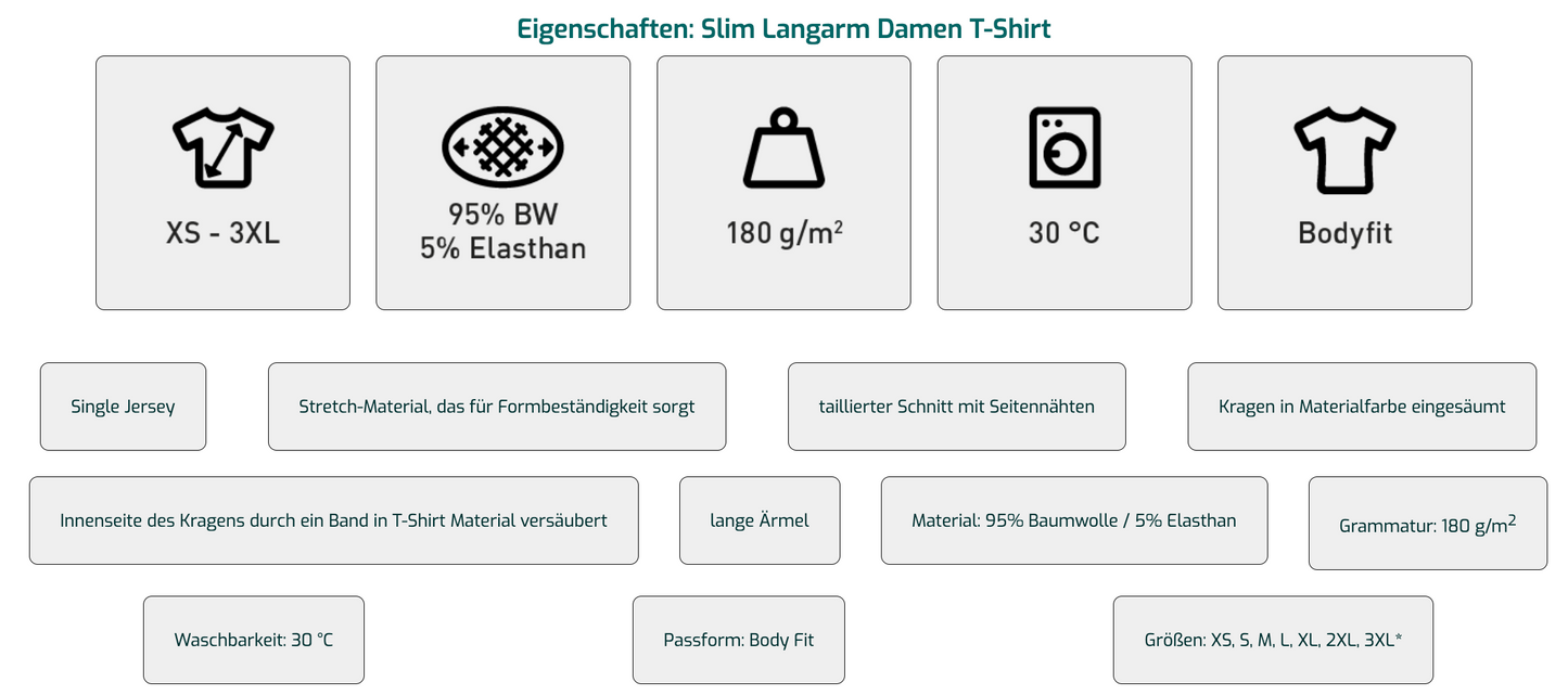 EvS – Slim Langarm Damen T-Shirt mit Schullogo