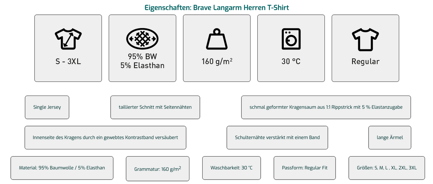 EvS – Brave Langarm T-Shirt mit Schullogo - unisex