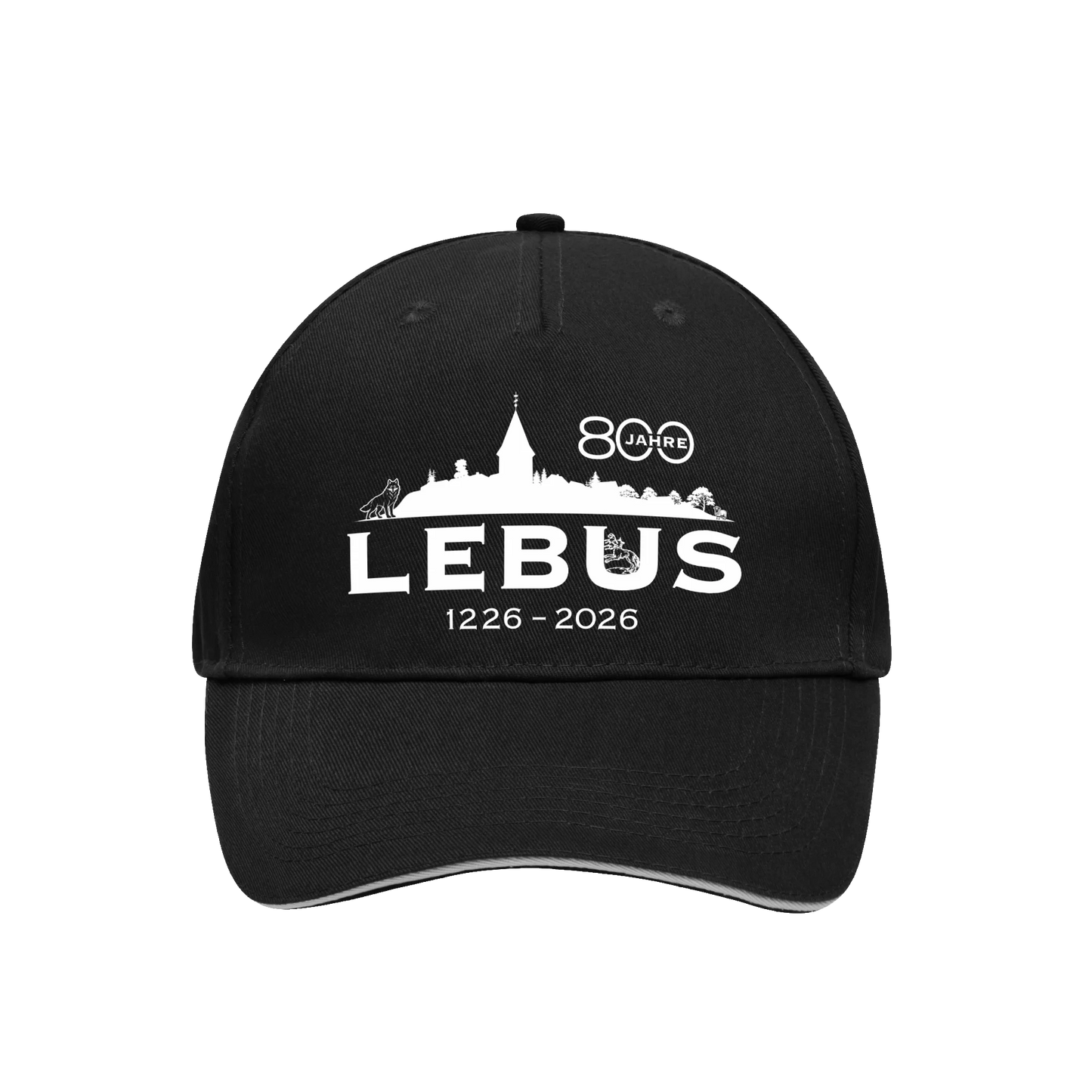 800 Jahre Lebus - 5 Panel Sandwich Cap - schwarz/grau - shirtidee.shop