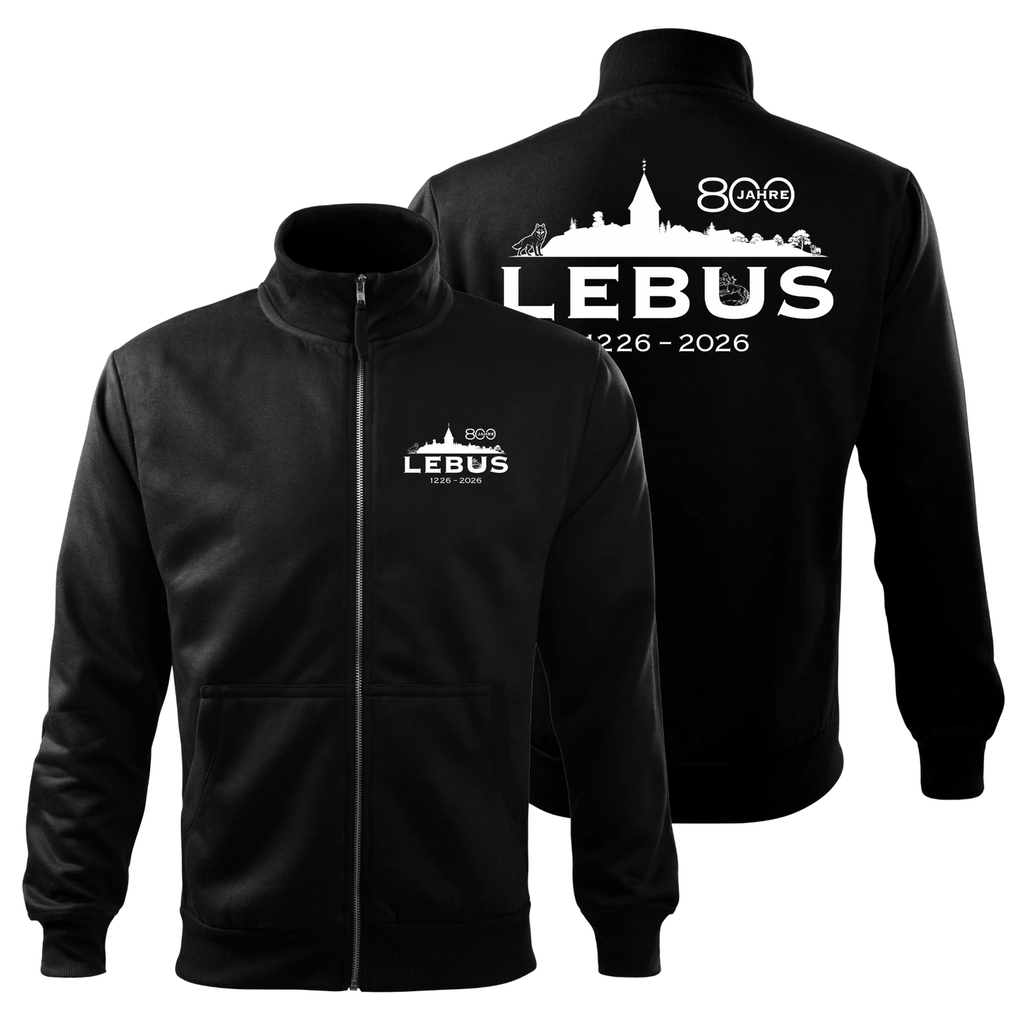 800 Jahre Lebus – Jubiläumssweatjacke – Adventure unisex - schwarz - shirt-idee.com