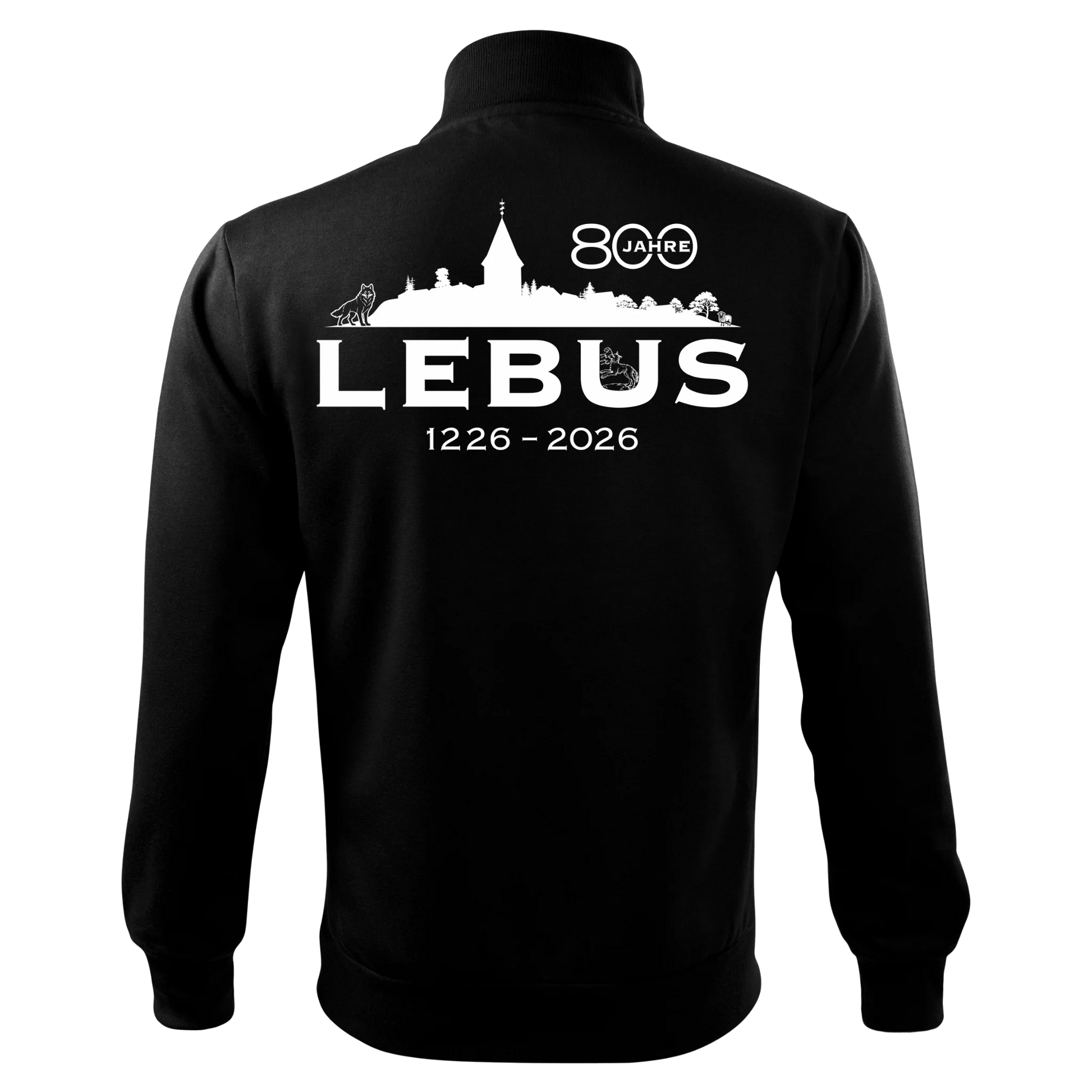 800 Jahre Lebus – Jubiläumssweatjacke – Adventure unisex - schwarz Rückenansicht - shirt-idee.com