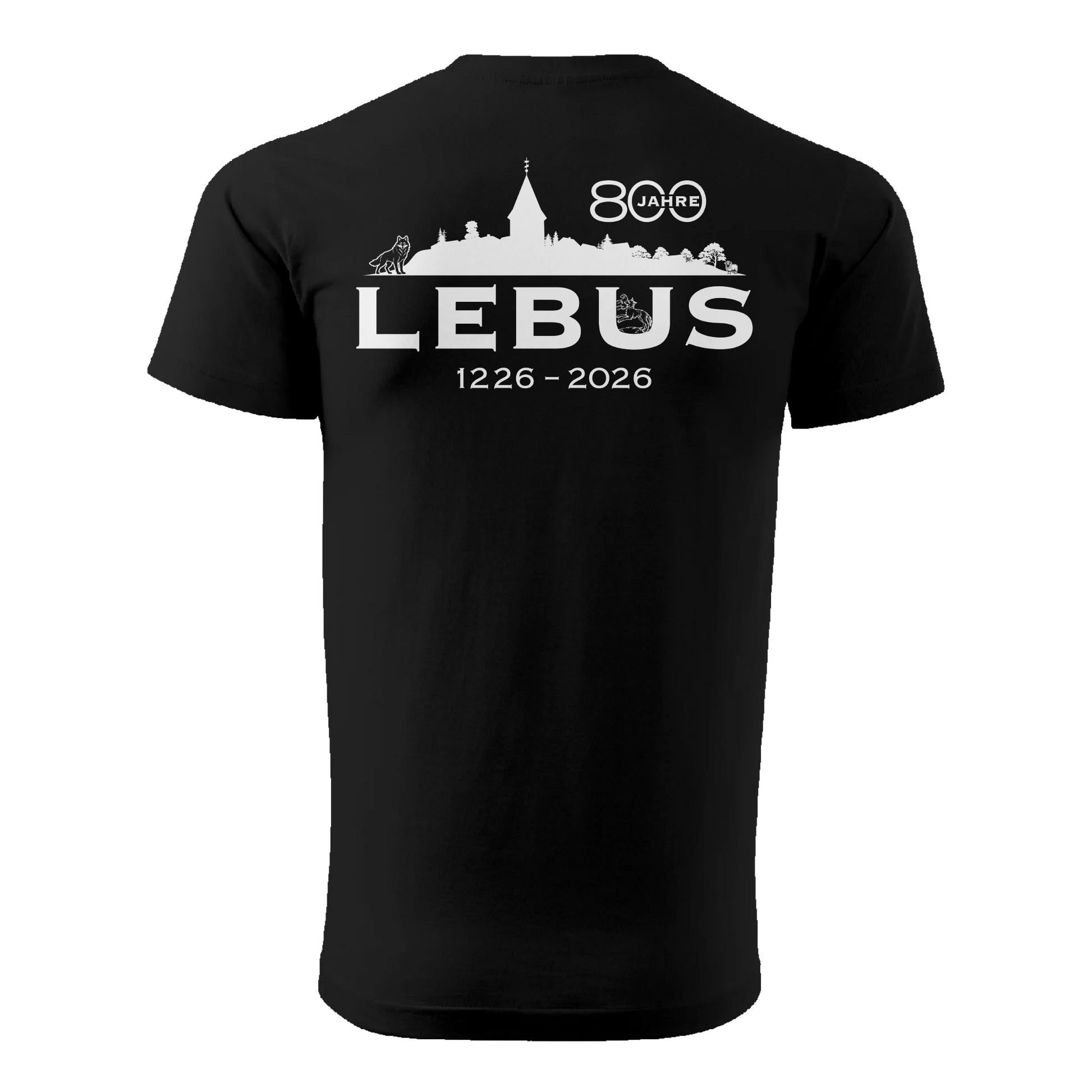 800 Jahre Lebus – Jubiläumsshirt – bis 8XL - schwarz Rückenansicht - shirt-idee.com