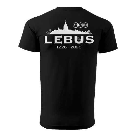 800 Jahre Lebus – Jubiläumsshirt – bis 8XL - schwarz Rückenansicht - shirt-idee.com