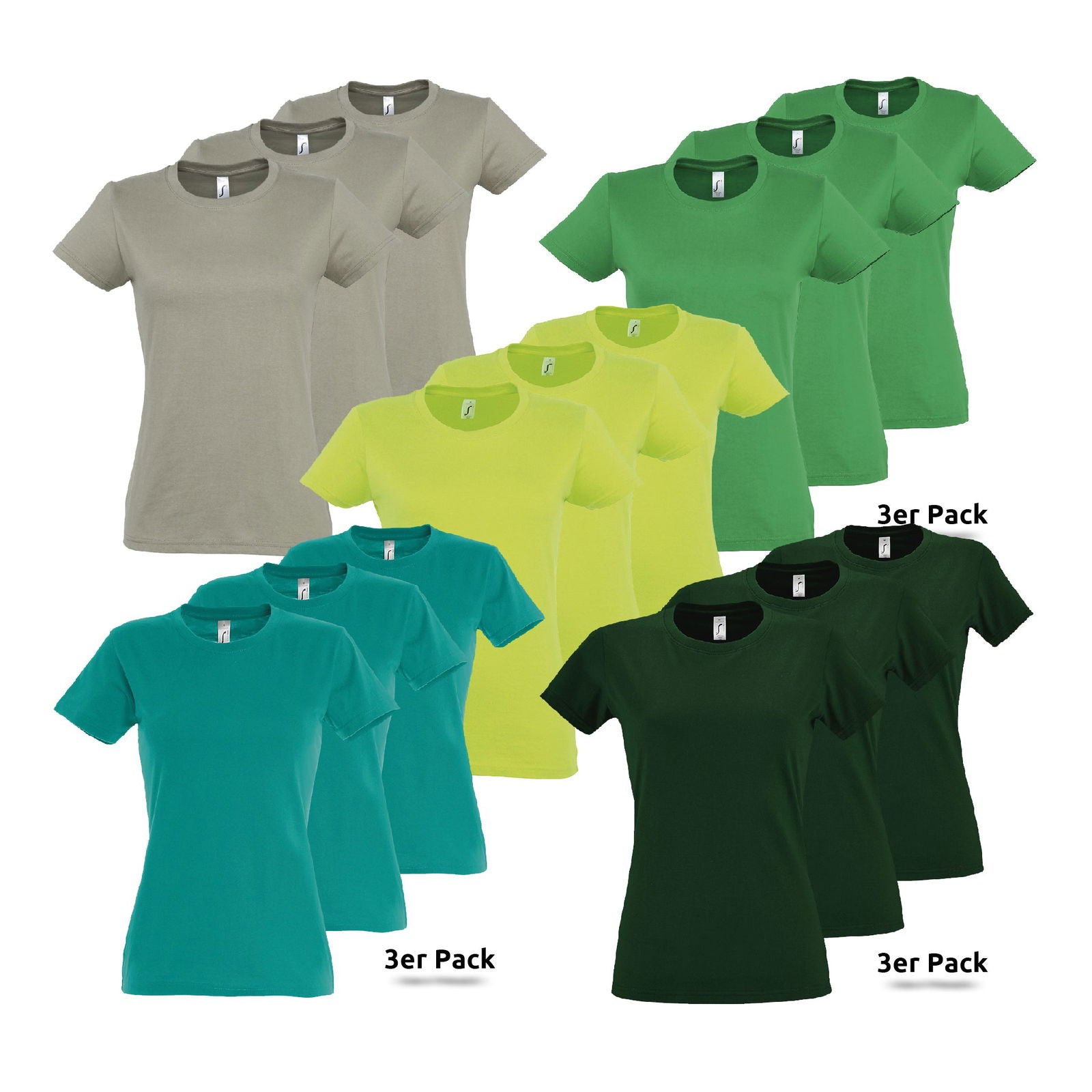  - Basic Imperial Women 3erPack T-Shirts - GreenLine, Baumwolle, versch. Farben - shirtidee.shop -  - #tag1# - #tag2# - #tag3# - #tag4#