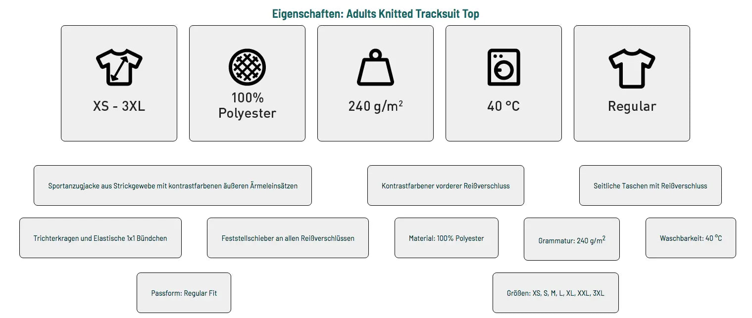 Adults Knitted Tracksuit Top - Eigenschaften - shirtidee.shop