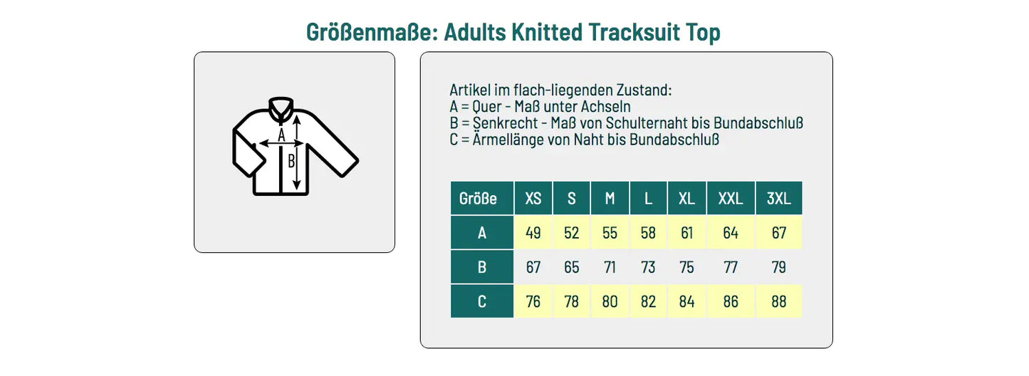 Adults Knitted Tracksuit Top - Größentabelle - shirtidee.shop