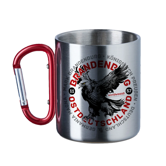 Brandenburg - Edelstahltasse mit rotem Karabiner - shirtidee.shop