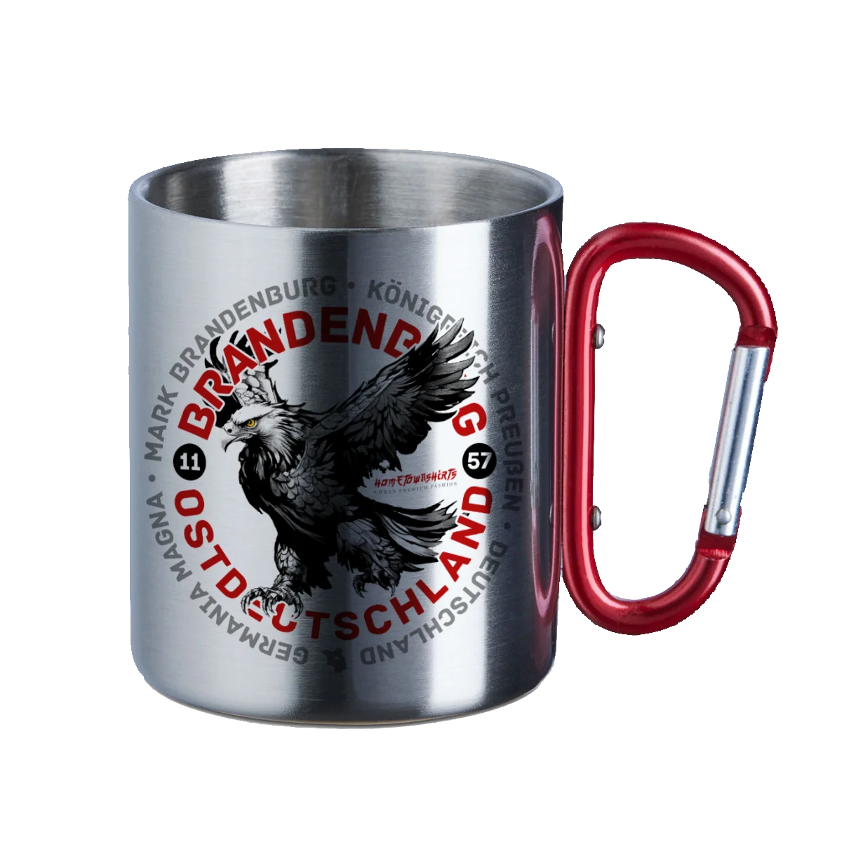 Brandenburg - Edelstahltasse mit rotem Karabiner - shirtidee.shop