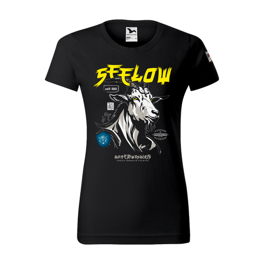 Seelow Ziegenbock Portrait - Damen T-Shirt BlackEdition