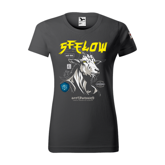 Seelow Ziegenbock Portrait - Damen T-Shirt BlackEdition