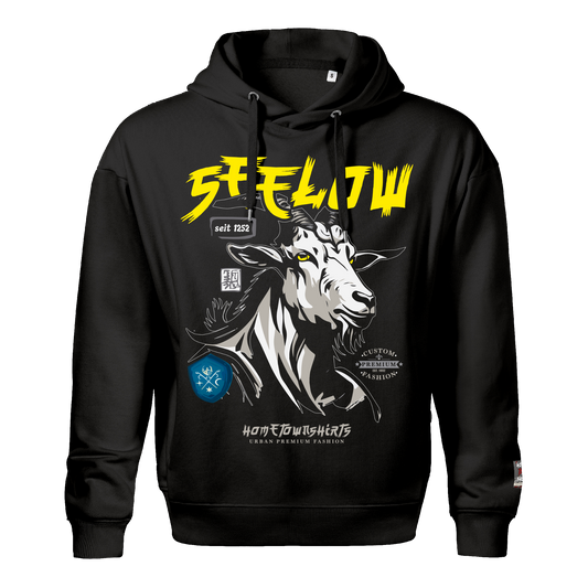 Seelow Ziegenbock Portrait - Herren Kapuzen Sweatshirt BlackEdition
