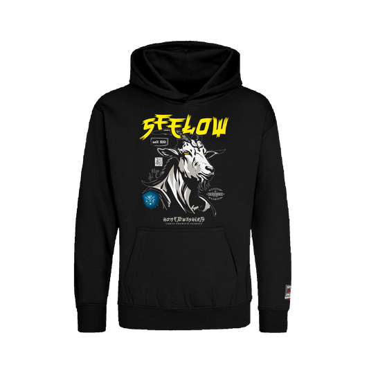 Seelow Ziegenbock Portrait - Kinder Kapuzen Sweatshirt BlackEdition
