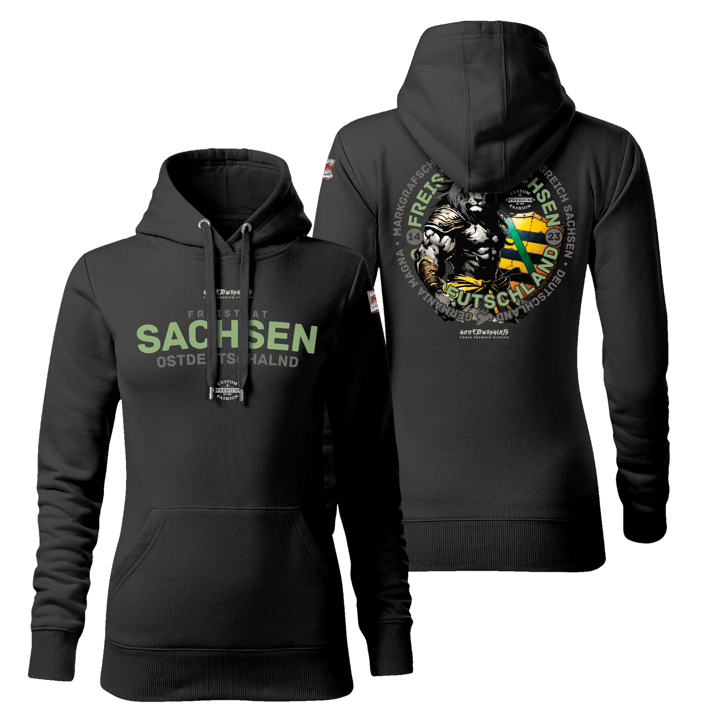 Sachsen Damen Hoody - Dark Edition - black - HomeTownShirts.de