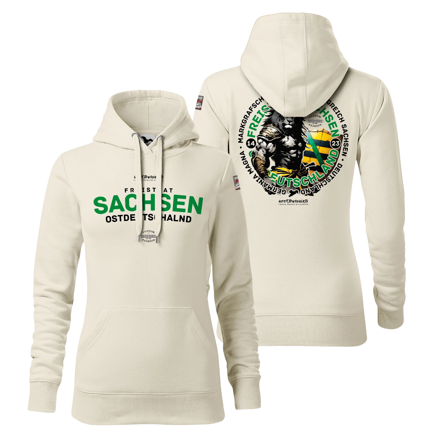 Sachsen Damen Hoody - Light Edition - mandel - HomeTownShirts.de