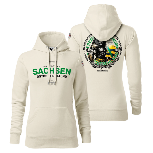 Sachsen Damen Hoody - Light Edition - mandel - HomeTownShirts.de