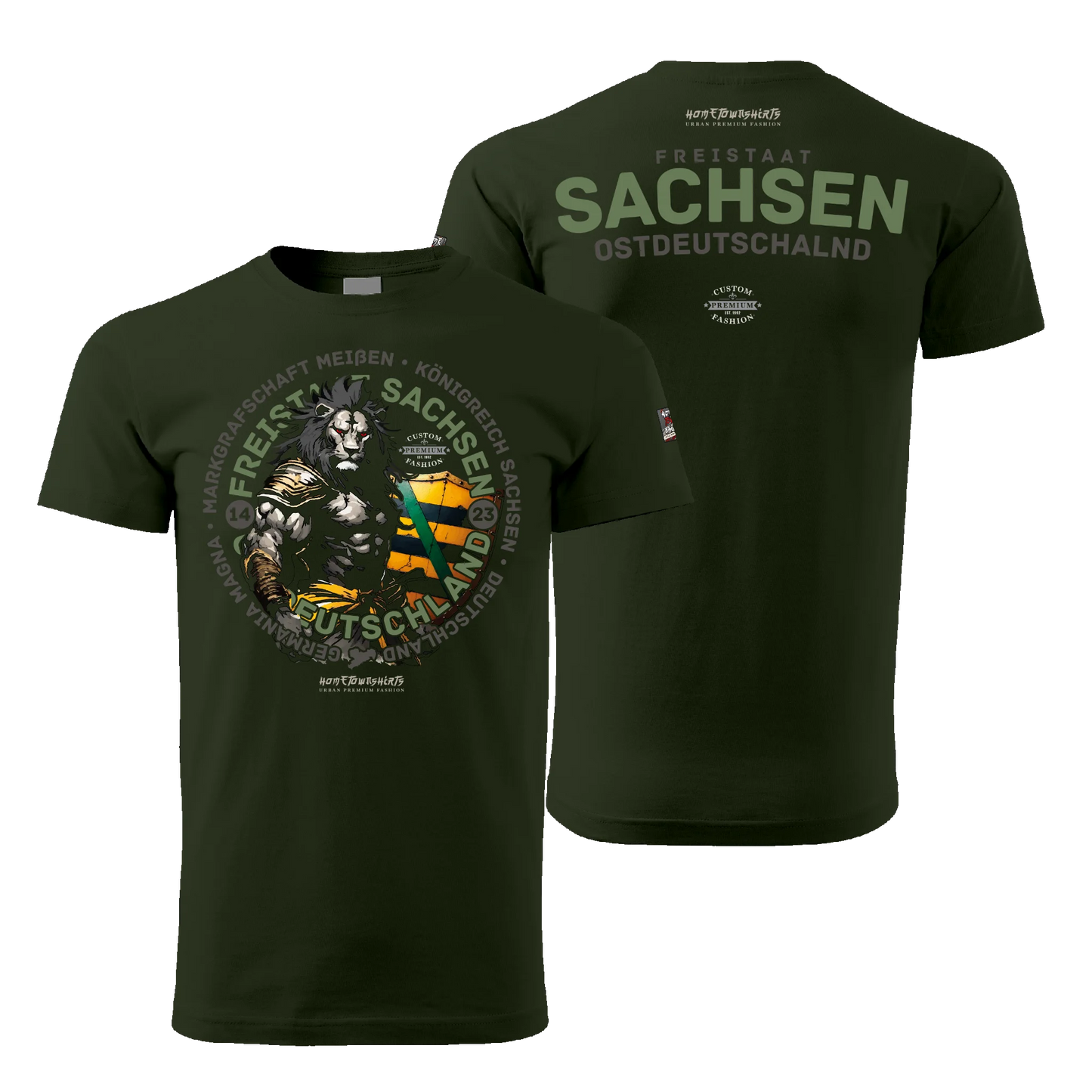 Sachsen Herren T-Shirt - Dark Edition - military green - hometownshirts.de