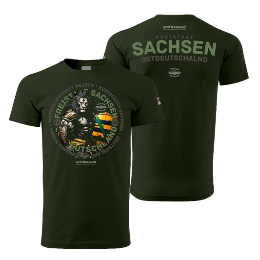 Sachsen Herren T-Shirt - Dark Edition - military green - hometownshirts.de