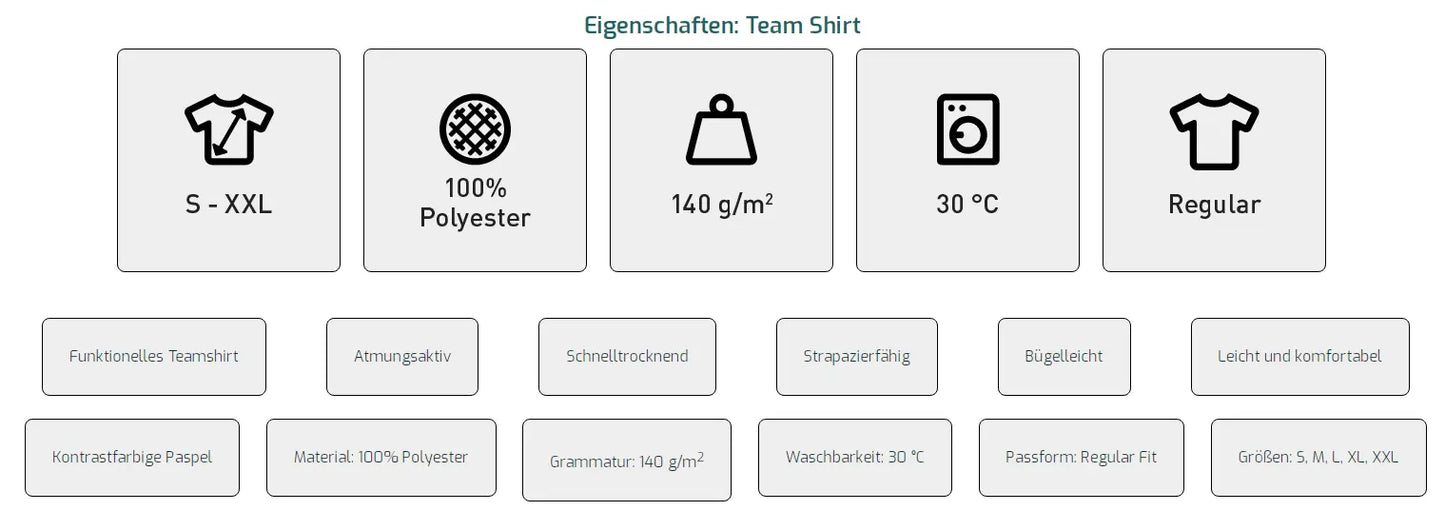 Team Shirt - Trikot -Eigenschaften - shirtidee.shop