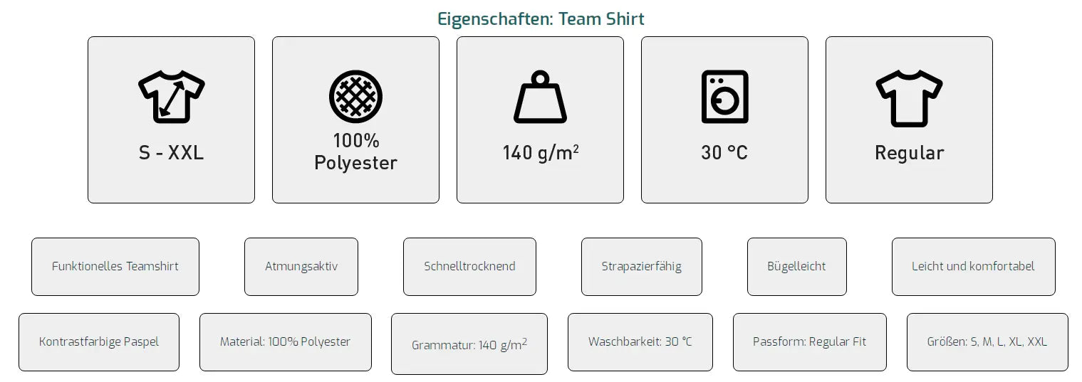 Team Shirt - Trikot -Eigenschaften - shirtidee.shop