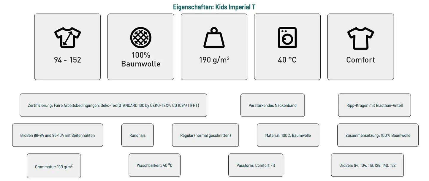 Eingenschaften Kinder Basic T-Shirt