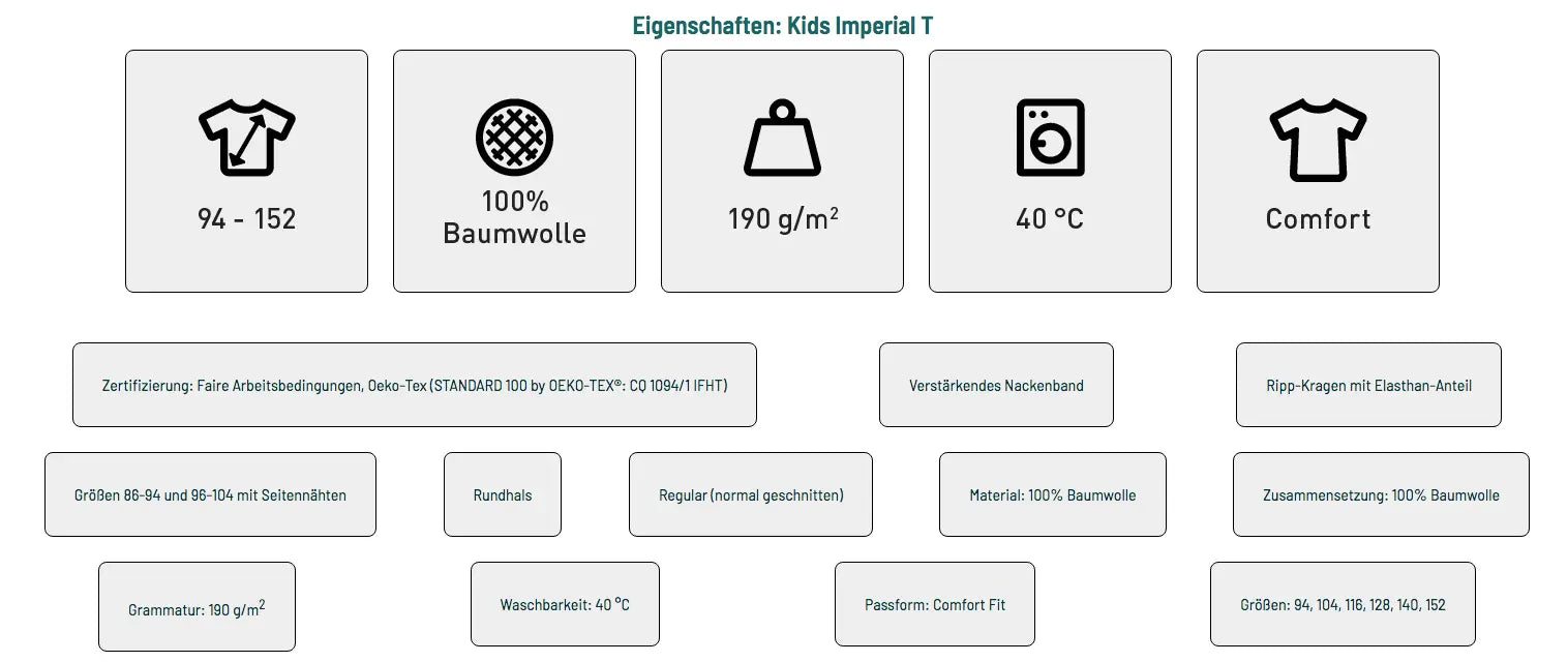 Eingenschaften Kinder Basic T-Shirt