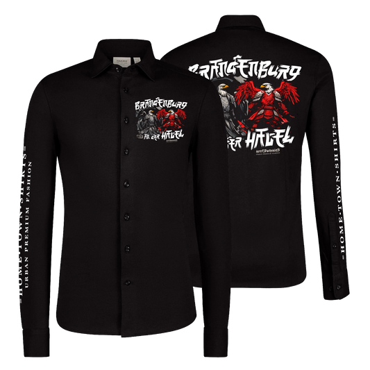 Brandenburg an der Havel - CottonTec Hemd Langarm - Regular Fit schwarz front und back