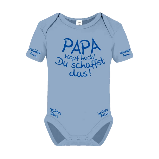 Papa, Kopf hoch! Du schaffst das! Babybody Kurzarm - shirtidee.shop