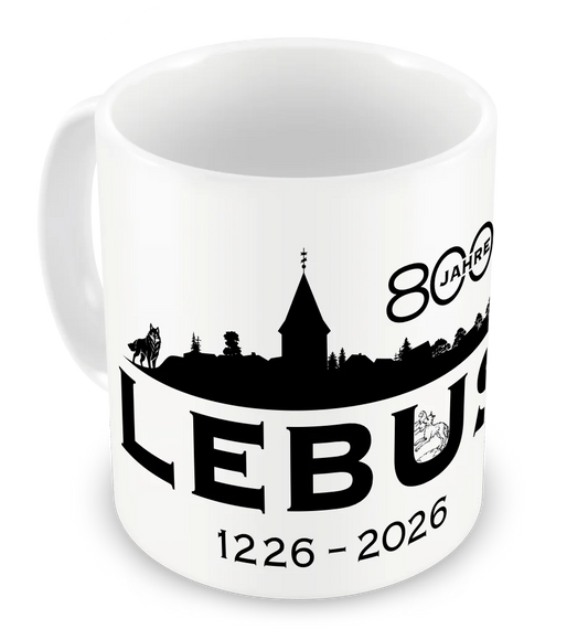 800 Jahre Lebus Keramiktasse weiß
