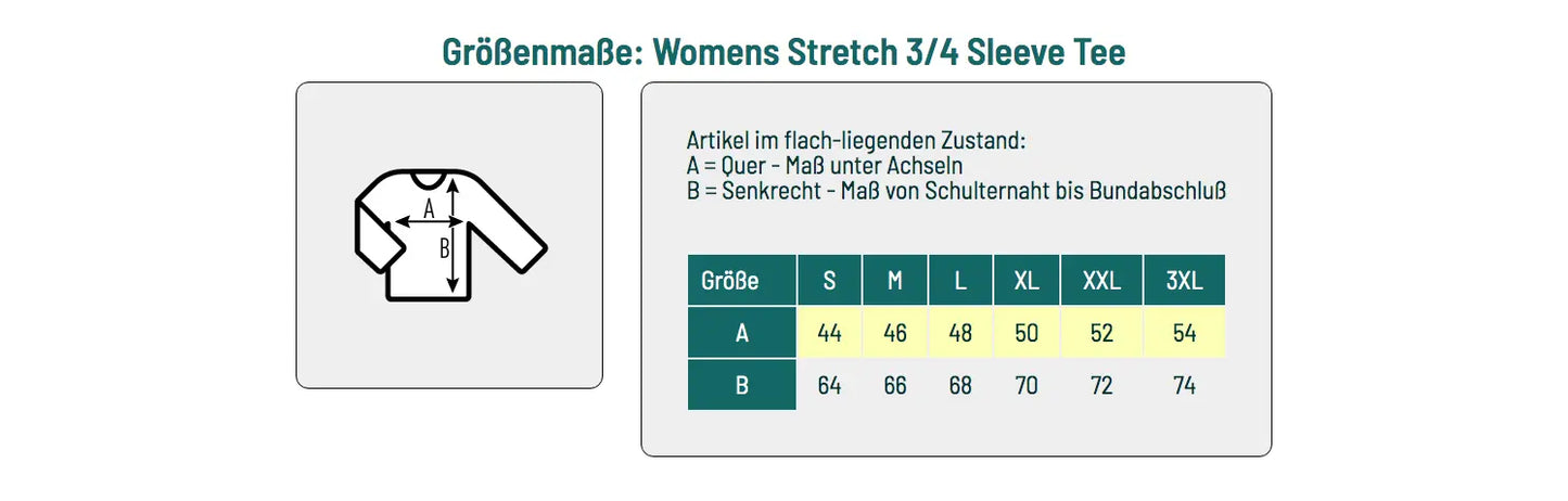 kuz - Womens Stretch 3/4 Sleeve Tee