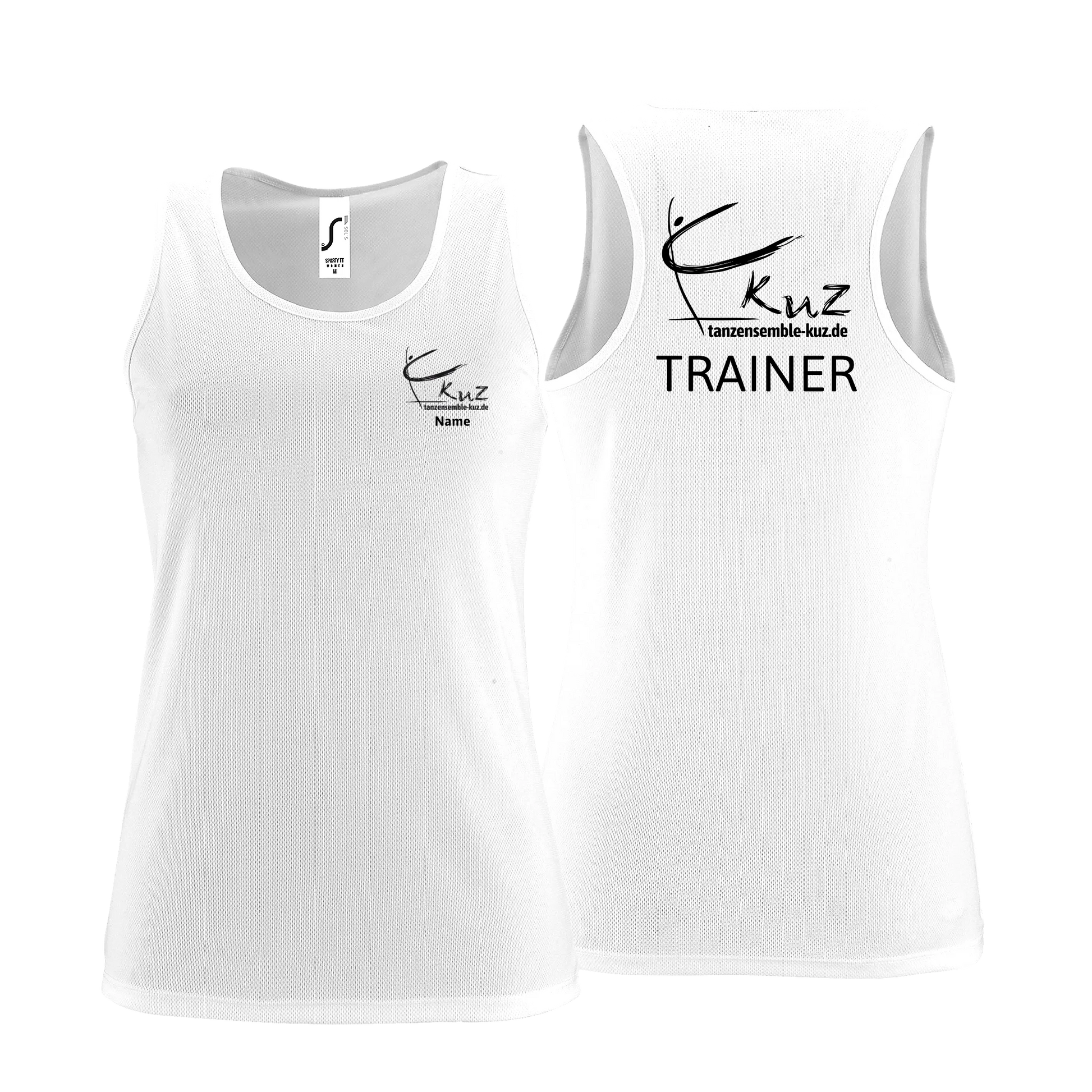 kuz Trainer Sporty TankTop - mit Vereinslogo Name und TrainerSchriftzug - shirtidee.shop